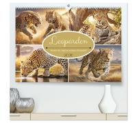 Leoparden. Meister der Jagd im seidigen Fleckenfell (hochwertiger Premium Wandkalender 2026 DIN A2 quer), Kunstdruck in Hochglanz: Die anmutige Kraft ... der Leoparden in beeindruckenden Bildern