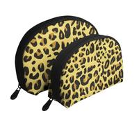 Leopardo Amarillo Guepardo, Bolsa de Maquillaje de Concha, Monedero pequeño para Mujer, Bolsa de artículos de tocador, Bolsa de cosméticos, 2 Piezas