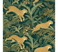 Leopardo animal del bosque 45cm x 1000cm Papel pintado autoadhesivo para la pared del dormitorio Hoja de palma tropical verde oscuro Papel de contacto para gabinetes Papel de pared autoadhesivo