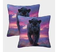 Leopardo, Beautiful Twilight Sky Fundas De Almohada Cojines Decorativos Impresos En 3D,para Sofá Cama 40x40cm 2 Paquetes