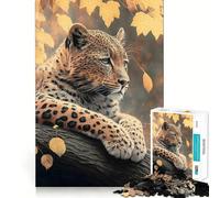 Leopardo cálido en Estado Salvaje Rompecabezas para Adultos de 1000 Piezas Juego Mental Divertido con tecnología Avanzada de Corte láser desafío entretenido para el Tiempo de Espera (38x26cm)