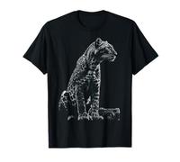 Leopardo Cámara Impresión Retrato Animal Amante Arte Leopardo Camiseta