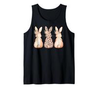 Leopardo Conejo De Pascua Trío Flores Estampado Animal Primavera Mujer Camiseta sin Mangas