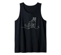 Leopardo de Las Nieves Big Cat Line Art Mamífero Arte Zoólogo Camiseta sin Mangas