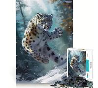 Leopardo de Las Nieves en acción, Rompecabezas de 1000 Piezas para Adultos, Regalo, desafío Mental, Juguete fácil de Usar, Corte preciso, (50x75cm)