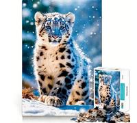 Leopardo de Las Nieves en la Nieve Rompecabezas para Adultos, 1000 Piezas Fortalece la Memoria, Alivia la ansiedad, Borde Liso, cálida Sorpresa (50x75cm)