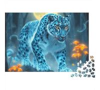 Leopardo de Las Nieves Luminoso Puzzle de 1000 Piezas Papel para Adultos Bosque Encantado Juego de Puzzle 1000 Piezas Relajación Decoración Regalo 38x26cm/1000pcs