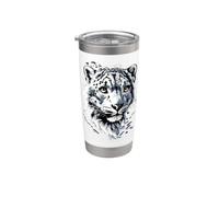 Leopardo de las Nieves Panthera Uncia Gran Felino Vaso térmico de acero inoxidable de doble pared