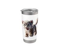 Leopardo de las Nieves Panthera Uncia Gran Felino Vaso térmico de acero inoxidable de doble pared