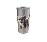 Leopardo de las Nieves Panthera Uncia Gran Felino Vaso térmico de acero inoxidable de doble pared