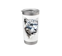 Leopardo de las Nieves Panthera Uncia Gran Felino Vaso térmico de acero inoxidable de doble pared
