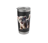 Leopardo de las Nieves Panthera Uncia Gran Felino Vaso térmico de acero inoxidable de doble pared
