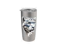 Leopardo de las Nieves Panthera Uncia Gran Felino Vaso térmico de acero inoxidable de doble pared