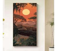 Leopardo Diamond Painting Adultos, Diamond Painting Paisaje Pintura de Diamante para Niños DIY 5D Strass Bordado Punto de Cruz Puzzle Dibujos con Diamantes Kit para Decoración Hogar 70x140cm t8-37gf