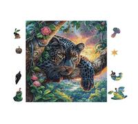 Leopardo en Jardín de Flores Puzzle 100 Piezas Cartón Blanco Premium para Coleccionistas Entrenamiento Memoria Juego Compartir Colección Rompecabezas 28x28cm