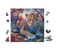 Leopardo en Jardín de Flores Rompecabezas 100 Piezas Cartón para Adultos Y Adolescentes Colección Rompecabezas Decoración Dormitorio Pieza Decorativa Casa 28x28cm