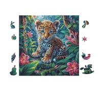 Leopardo en Jardín de Flores Rompecabezas 100 Piezas Cartón para Adultos Y Adolescentes Hobby Colección Toda La Familia Decoración Única Hogar 28x28cm
