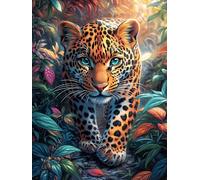 Leopardo en un jardín Floral Puzzle 1000 Piezas Cartón Blanco Premium para Coleccionistas Sueño Mágico de Ciencia Ficción Entrenamiento Memoria Juego Compartir Colección Rompecabezas 1000 PCS