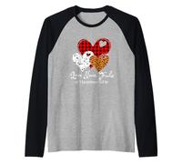 Leopardo Estampado a Cuadros corazón Regalos de San Valentín Amor Nunca Falla Camiseta Manga Raglan