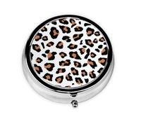 Leopardo. Este pequeño pastillero redondo es un organizador portátil de medicamentos de viaje con tres compartimentos para almacenar medicamentos diarios.