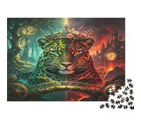 Leopardo Fantasía Puzzle de 1000 Piezas Papel Puzzle para Adultos Bosque Encantado Castillo Relajación Foco Decoración Regalo 52x38cm/1000pcs