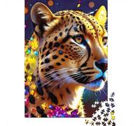 Leopardo Fondo Colorido Puzzle de 1000 Piezas Puzzle para Adultos Juego de Puzzle Relajación Decoración Hogar 70x50cm/1000pcs