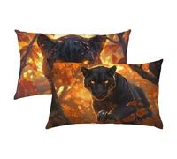 Leopardo Fundas Cojines 40x60 Lino Juego de 2, Lujosas Funda Cojin Negro Súper Suaves y Cómodas, Funda de Almohada con Cremallera Oculta, Fácil Cuidado, Adecuado para Sofá, Cama, Silla o Jardín S-341