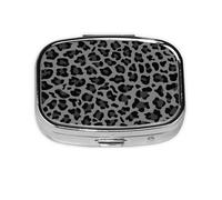 Leopardo gris y negro, Pastillero cuadrado para bolsillo o monedero, pequeño contenedor de pastillas, organizador de pastillas de viaje