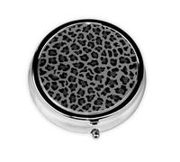 Leopardo gris y negro, Pastillero, Pastillero redondo Pequeño contenedor de pastillas Organizador de pastillas de viaje