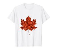 Leopardo Hoja De Arce Árbol Otoño Hojas Temporada Mujeres Niña Camiseta gráfica económica, Hombre, Blanco, S