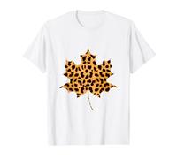 Leopardo Hoja De Arce Árbol Otoño Hojas Temporada Mujeres Niña Camiseta gráfica económica, Hombre, Blanco, XL