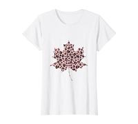 Leopardo Hoja De Arce Árbol Otoño Hojas Temporada Mujeres Niña Camiseta gráfica económica, Mujer, Blanco, S