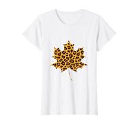 Leopardo Hoja De Arce Árbol Otoño Hojas Temporada Mujeres Niña Camiseta gráfica económica, Mujer, Blanco, S