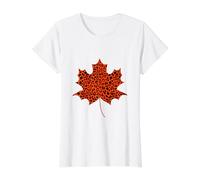 Leopardo Hoja De Arce Árbol Otoño Hojas Temporada Mujeres Niña Camiseta gráfica económica, Mujer, Blanco, S