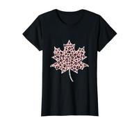 Leopardo Hoja De Arce Árbol Otoño Hojas Temporada Mujeres Niña Camiseta gráfica económica, Mujer, Negro, S