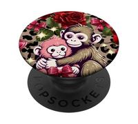 Leopardo Imprimir Rosas Patrón Flor I'm Fine Punch Mono Abrazo PopSockets PopGrip Adhesivo