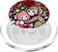 Leopardo Imprimir Rosas Patrón Flor I'm Fine Punch Mono Abrazo PopSockets PopGrip para MagSafe