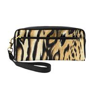 Leopardo León Piel de Tigre Piel Atigrado, Bolsa de Maquillaje Bolsa de cosméticos Bolsa de Aseo de Viaje portátil Estuche de Cuero para Mujeres y niñas