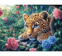 Leopardo llameante Cielo estrelladoo Puzzle 1000 Piezas Cartón Blanco Premium para Coleccionistas Fauna pintoresca soñadora Entrenamiento Memoria Hobby Colección Regalo Original 1000 PCS