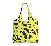 Leopardo Negro Amarillo,Bolsas de mano reutilizables, bolsas de supermercado, bolso de hombro de lona de gran capacidad