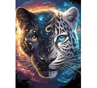 Leopardo Negro con Colores Cósmicos Puzzle 500 Piezas Cartón Blanco Premium para Coleccionistas Mascota de Vida Silvestre Entrenamiento Memoria Juego Compartir Colección Rompecabezas 500 PCS