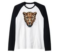 Leopardo Pantera Gran Gato Lindo Gatos Pantera Leopardo Camiseta Manga Raglan