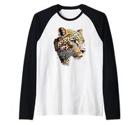 Leopardo Pantera Gran Gato Lindo Gatos Pantera Leopardo Camiseta Manga Raglan
