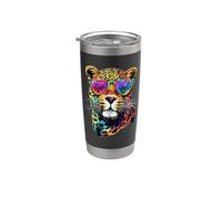 Leopardo Pantera Gran Gato Lindo Gatos Pantera Leopardo Vaso térmico de acero inoxidable de doble pared