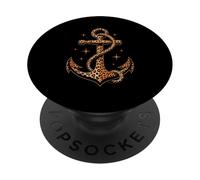 Leopardo Patrón Ancla Vela Navegación Capitán Yate Marinero PopSockets PopGrip Adhesivo