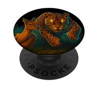 Leopardo persiguiendo ciervos, arte de la selva, amor gatos grandes PopSockets PopGrip Adhesivo