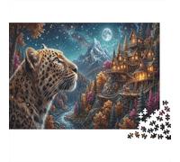 Leopardo Rompecabezas Clásico De 1000 Piezas Cartón Reciclado Pueblo Treehouse Coordinación Ojo-Mano, Tiempo Libre, Regalo De Cumpleaños para Adolescentes 12+ 70x50cm/1000pcs