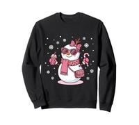 Leopardo Rosa Acogedor muñeco de Nieve sosteniendo café Helado y Caramelo Navidad Sudadera