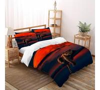 Leopardo Sol Rojo Funda Edredon 3 Piezas 3D Estampado Animal Themes Wildlife con Cremallera Y Funda De Almohada Super King(260x220cm) Microfibra Ropa De Cama para Adultos Y Niñas