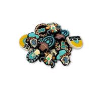 Leopardo turquesa sombrero de vaquero occidental, calavera y sol mamá mixta cuentas focales de silicona a granel, 12 unidades de plumas de toro conchos para bolígrafos con cuentas, llavero para hacer